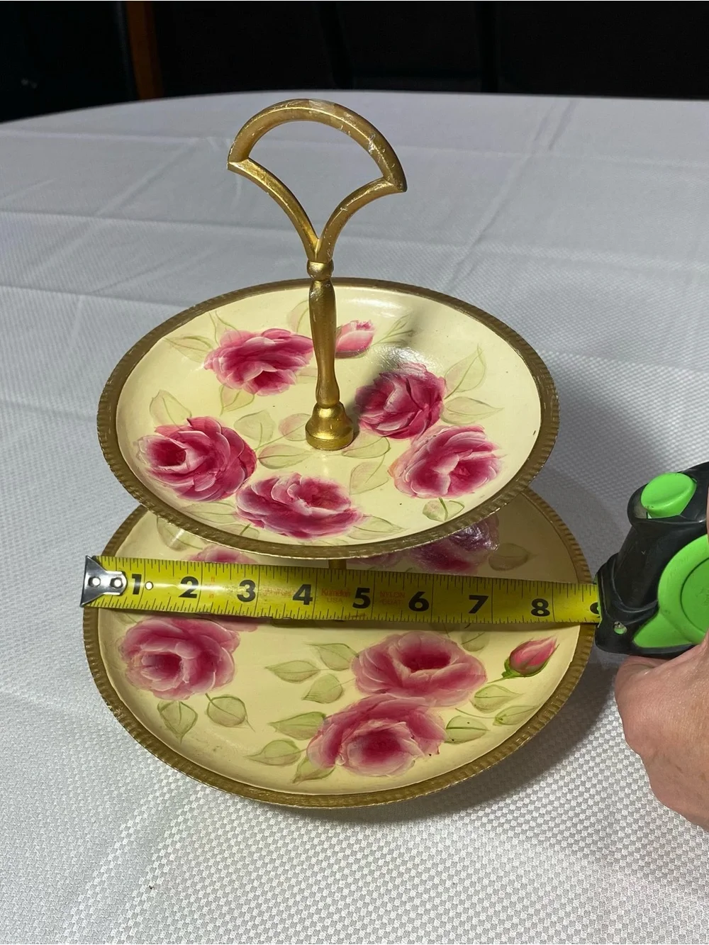 Vintage 2 tiered floral cupcake stand - tea or garden party decor